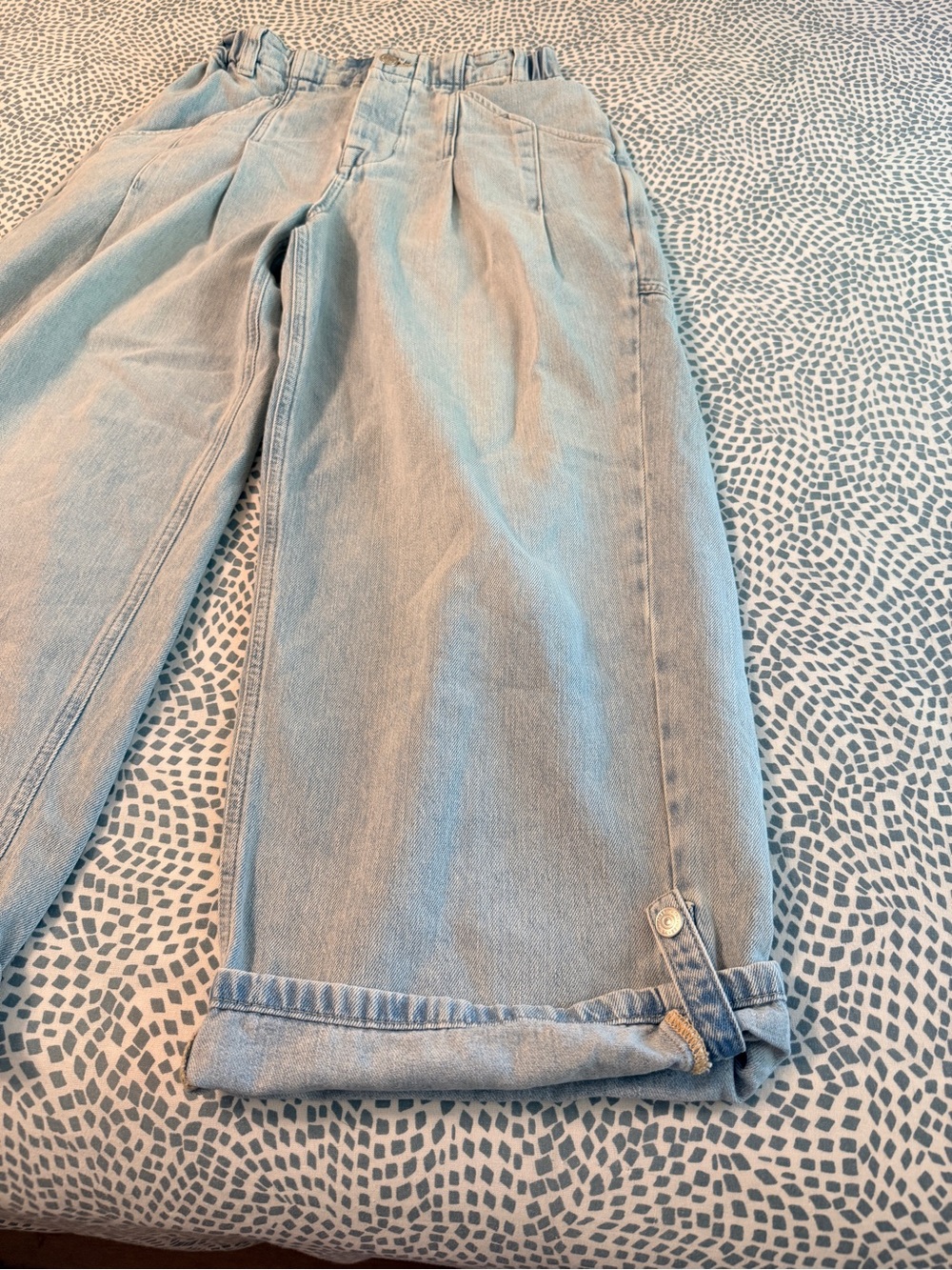 We The Free Free People La Vida Pull-On Wide Leg Jeans Bleached Blue NWOT - Picture 8 of 16